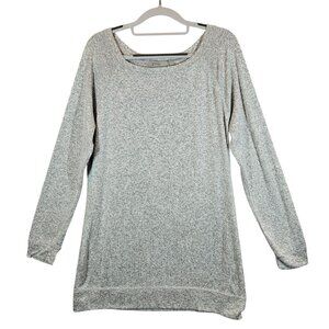 Athleta Womens L Long Sleeve Heathered Gray Tunic Top Athleisure yoga casual